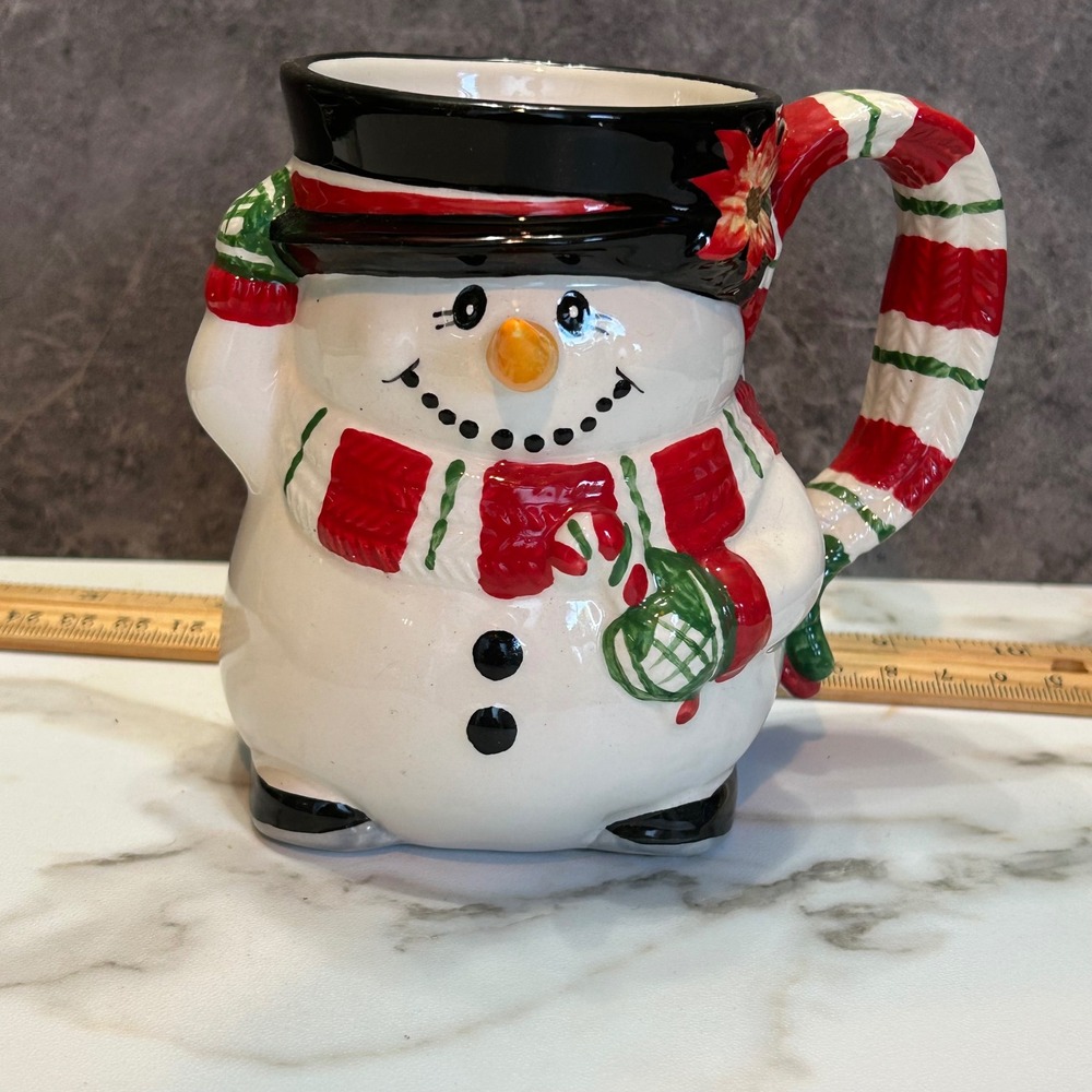 Fitz and Floyd Top Hat Frosty Snowman Ceramic Christmas Mug Handcrafted China